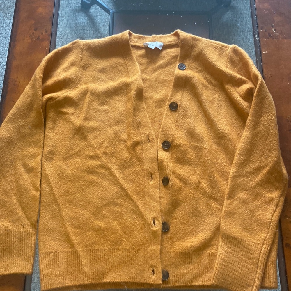 Orange/ yellow open cardigan with button capabilities